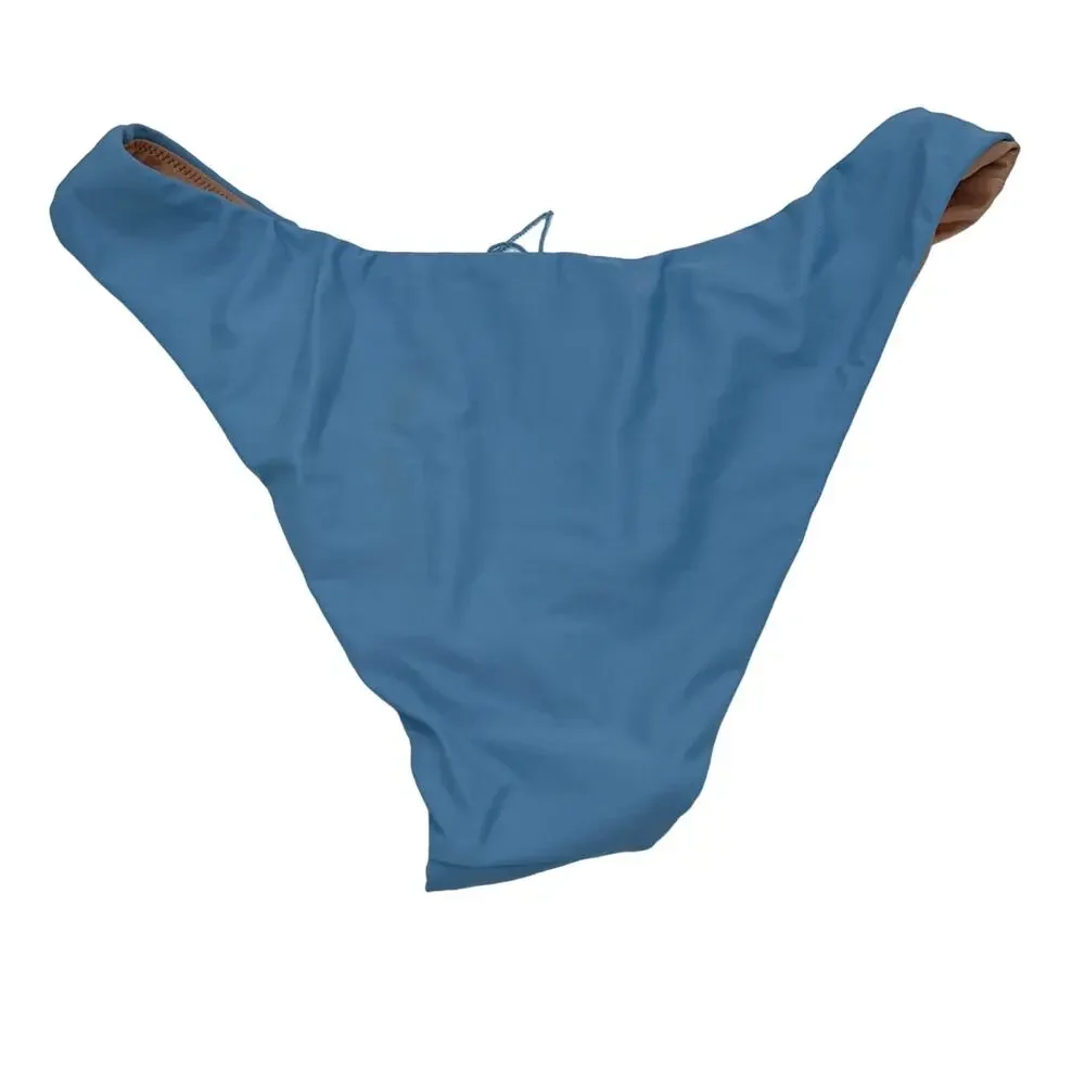 NWT J. Crew Blue Cheeky Curved Waist Bikini Swim Bathing Suit Bottom Size Small